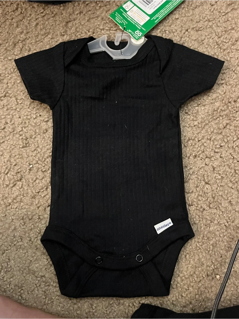 Gerber Black Ribbed Short-Sleeve Baby One-Piece